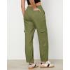 imageGRAPENT Wide Leg Pants Woman Cargo High Waisted Cotton Pull On Elastic Waist Drawstring Baggy Cinch Hem Joggers PantsOlive Green