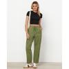 imageGRAPENT Wide Leg Pants Woman Cargo High Waisted Cotton Pull On Elastic Waist Drawstring Baggy Cinch Hem Joggers PantsOlive Green