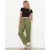 imageGRAPENT Wide Leg Pants Woman Cargo High Waisted Cotton Pull On Elastic Waist Drawstring Baggy Cinch Hem Joggers PantsOlive Green