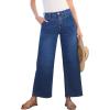 imageGRAPENT Wide Leg Jeans for Women Trendy Cropped High Waisted Front Yoke Casual Stretchy Denim Trousers Ankle Pants JeansClassic Blue