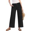 imageGRAPENT Wide Leg Jeans for Women Trendy Cropped High Waisted Front Yoke Casual Stretchy Denim Trousers Ankle Pants JeansTrue Black