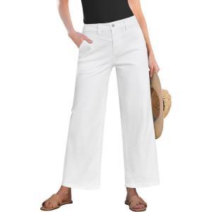 imageGRAPENT Wide Leg Jeans for Women Trendy Cropped High Waisted Front Yoke Casual Stretchy Denim Trousers Ankle Pants JeansCream White