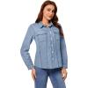 imageGRAPENT Denim Button Down Shirts for Women Long Sleeve Western Casual Lightweight Collared Pocket Jean Shirt Shacket TopBay Blue