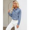 imageGRAPENT Denim Button Down Shirts for Women Long Sleeve Western Casual Lightweight Collared Pocket Jean Shirt Shacket TopBay Blue