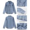 imageGRAPENT Denim Button Down Shirts for Women Long Sleeve Western Casual Lightweight Collared Pocket Jean Shirt Shacket TopBay Blue