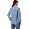 imageGRAPENT Denim Button Down Shirts for Women Long Sleeve Western Casual Lightweight Collared Pocket Jean Shirt Shacket TopBay Blue