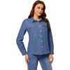 imageGRAPENT Denim Button Down Shirts for Women Long Sleeve Western Casual Lightweight Collared Pocket Jean Shirt Shacket TopIndigo Classic Blue