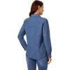 imageGRAPENT Denim Button Down Shirts for Women Long Sleeve Western Casual Lightweight Collared Pocket Jean Shirt Shacket TopIndigo Classic Blue