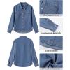 imageGRAPENT Denim Button Down Shirts for Women Long Sleeve Western Casual Lightweight Collared Pocket Jean Shirt Shacket TopIndigo Classic Blue