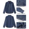 imageGRAPENT Denim Button Down Shirts for Women Long Sleeve Western Casual Lightweight Collared Pocket Jean Shirt Shacket TopIndigo Dark Blue