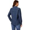 imageGRAPENT Denim Button Down Shirts for Women Long Sleeve Western Casual Lightweight Collared Pocket Jean Shirt Shacket TopIndigo Dark Blue