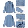 imageGRAPENT Denim Button Down Shirts for Women Long Sleeve Western Casual Lightweight Collared Pocket Jean Shirt Shacket TopIndigo Medium Blue