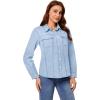 imageGRAPENT Denim Button Down Shirts for Women Long Sleeve Western Casual Lightweight Collared Pocket Jean Shirt Shacket TopRoadknight Blue