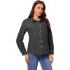 imageGRAPENT Denim Button Down Shirts for Women Long Sleeve Western Casual Lightweight Collared Pocket Jean Shirt Shacket TopStone Gray