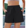 imageGRAPENT Sweat Shorts for Women High Waisted Pull On Elastic Waist Athletic Gym Casual Summer Comfy Lounge Cotton ShortsBlack