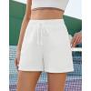 imageGRAPENT Sweat Shorts for Women High Waisted Pull On Elastic Waist Athletic Gym Casual Summer Comfy Lounge Cotton ShortsCream White