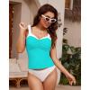 imageGRAPENT Tankini Tops for Women Colorblock Ruched Swimsuits Beach Padded Adjustable Straps Modest Swimwear Swim Tops OnlyAqua Blue