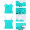 imageGRAPENT Tankini Tops for Women Colorblock Ruched Swimsuits Beach Padded Adjustable Straps Modest Swimwear Swim Tops OnlyAqua Blue