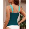 imageGRAPENT Tankini Tops for Women Colorblock Ruched Swimsuits Beach Padded Adjustable Straps Modest Swimwear Swim Tops OnlyDark Lake Green