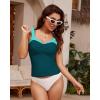 imageGRAPENT Tankini Tops for Women Colorblock Ruched Swimsuits Beach Padded Adjustable Straps Modest Swimwear Swim Tops OnlyDark Lake Green