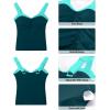 imageGRAPENT Tankini Tops for Women Colorblock Ruched Swimsuits Beach Padded Adjustable Straps Modest Swimwear Swim Tops OnlyDark Lake Green