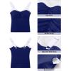 imageGRAPENT Tankini Tops for Women Colorblock Ruched Swimsuits Beach Padded Adjustable Straps Modest Swimwear Swim Tops OnlyNavy Blue