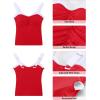 imageGRAPENT Tankini Tops for Women Colorblock Ruched Swimsuits Beach Padded Adjustable Straps Modest Swimwear Swim Tops OnlyRed