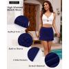 imageGRAPENT Womens Swim Skirt High Waisted Bikini Tankini Bathing Suits Boyshort Bottoms Ruffle Swimsuit Skirts with PocketNavy Blue