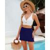 imageGRAPENT Womens Swim Skirt High Waisted Bikini Tankini Bathing Suits Boyshort Bottoms Ruffle Swimsuit Skirts with PocketNavy Blue