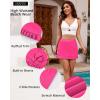 imageGRAPENT Womens Swim Skirt High Waisted Bikini Tankini Bathing Suits Boyshort Bottoms Ruffle Swimsuit Skirts with PocketNeon Pink