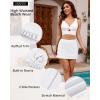 imageGRAPENT Womens Swim Skirt High Waisted Bikini Tankini Bathing Suits Boyshort Bottoms Ruffle Swimsuit Skirts with PocketWhite