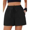 imageGRAPENT Sweat Shorts for Women High Waisted Pull On Elastic Waist Athletic Gym Casual Summer Comfy Lounge Cotton ShortsBlack