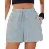 imageGRAPENT Sweat Shorts for Women High Waisted Pull On Elastic Waist Athletic Gym Casual Summer Comfy Lounge Cotton ShortsLight Blue Gray