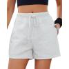 imageGRAPENT Sweat Shorts for Women High Waisted Pull On Elastic Waist Athletic Gym Casual Summer Comfy Lounge Cotton ShortsLight Heather Gray