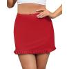 imageGRAPENT Womens Swim Skirt High Waisted Bikini Tankini Bathing Suits Boyshort Bottoms Ruffle Swimsuit Skirts with PocketRed