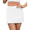 imageGRAPENT Womens Swim Skirt High Waisted Bikini Tankini Bathing Suits Boyshort Bottoms Ruffle Swimsuit Skirts with PocketWhite