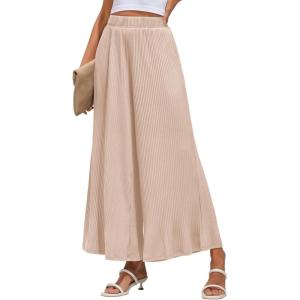 imageGRAPENT Wide Leg Pants Woman High Waisted Flowy Pull On Pleated Dressy Casual Ankle Cropped Palazzo Pants Baggy Culottes