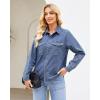 imageGRAPENT Denim Button Down Shirts for Women Long Sleeve Western Top Casual Cotton Relaxed Fit Jean Shirt Jacket ShacketClassic Blue