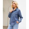 imageGRAPENT Denim Button Down Shirts for Women Long Sleeve Western Top Casual Cotton Relaxed Fit Jean Shirt Jacket ShacketClassic Blue