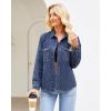 imageGRAPENT Denim Button Down Shirts for Women Long Sleeve Western Top Casual Cotton Relaxed Fit Jean Shirt Jacket ShacketCobalt Blue