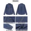 imageGRAPENT Denim Button Down Shirts for Women Long Sleeve Western Top Casual Cotton Relaxed Fit Jean Shirt Jacket ShacketCobalt Blue