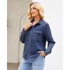imageGRAPENT Denim Button Down Shirts for Women Long Sleeve Western Top Casual Cotton Relaxed Fit Jean Shirt Jacket ShacketCobalt Blue