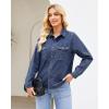 imageGRAPENT Denim Button Down Shirts for Women Long Sleeve Western Top Casual Cotton Relaxed Fit Jean Shirt Jacket ShacketCobalt Blue