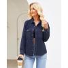 imageGRAPENT Denim Button Down Shirts for Women Long Sleeve Western Top Casual Cotton Relaxed Fit Jean Shirt Jacket ShacketDarkness Blue