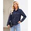 imageGRAPENT Denim Button Down Shirts for Women Long Sleeve Western Top Casual Cotton Relaxed Fit Jean Shirt Jacket ShacketDarkness Blue