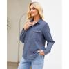 imageGRAPENT Denim Button Down Shirts for Women Long Sleeve Western Top Casual Cotton Relaxed Fit Jean Shirt Jacket ShacketOffshore Blue