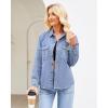 imageGRAPENT Denim Button Down Shirts for Women Long Sleeve Western Top Casual Cotton Relaxed Fit Jean Shirt Jacket ShacketSoft Sky Blue
