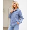 imageGRAPENT Denim Button Down Shirts for Women Long Sleeve Western Top Casual Cotton Relaxed Fit Jean Shirt Jacket ShacketSoft Sky Blue
