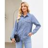 imageGRAPENT Denim Button Down Shirts for Women Long Sleeve Western Top Casual Cotton Relaxed Fit Jean Shirt Jacket ShacketSoft Sky Blue