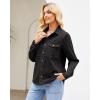imageGRAPENT Denim Button Down Shirts for Women Long Sleeve Western Top Casual Cotton Relaxed Fit Jean Shirt Jacket ShacketWashed Black